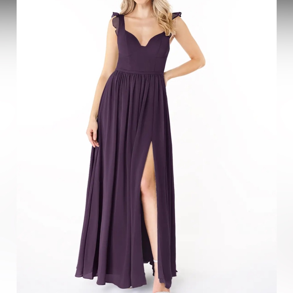NWT Azazie Stassie Plum Chiffon Dress